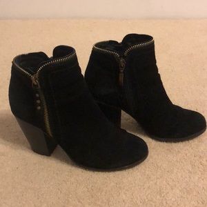 black zipper booties